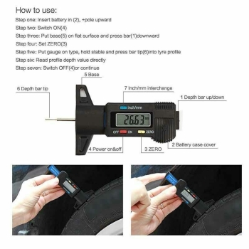 Digital Reifenprofilmesser Tiefenmesser Tiefenmesser Reifen