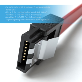 0,3 M Sata Kabel Rot S-Ata 6 Gb/S High Speed Ssd Hdd Datenka