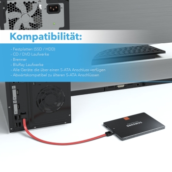 0,3 M Sata Kabel Rot S-Ata 6 Gb/S High Speed Ssd Hdd Datenka