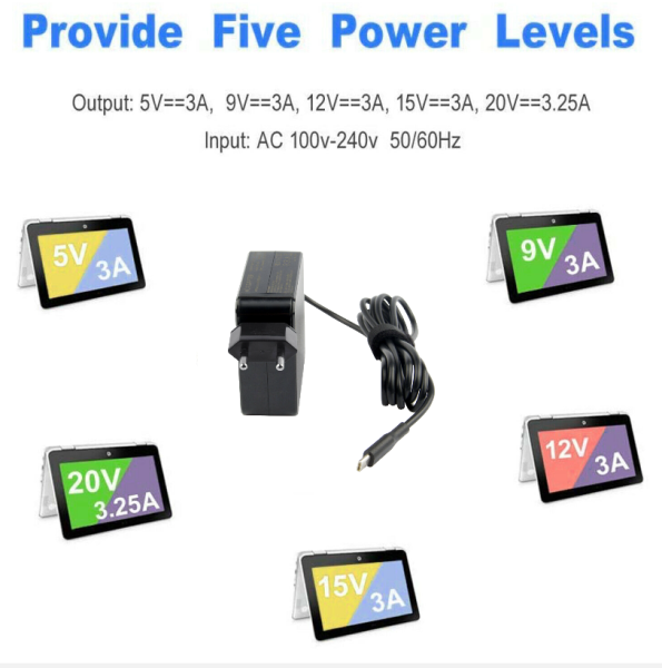 45W Usb-C Type-C Ac Adapter Laptop Ladegerät Netzkabel Kabel