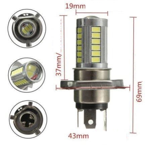 1X H4 5630 Smd 33 Leds 12V Weiß Auto Schein Auto Scheinwerfe