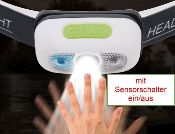 Wiederaufladbar Sensor Led Kopflampe Taschenlampe Stirnlampe
