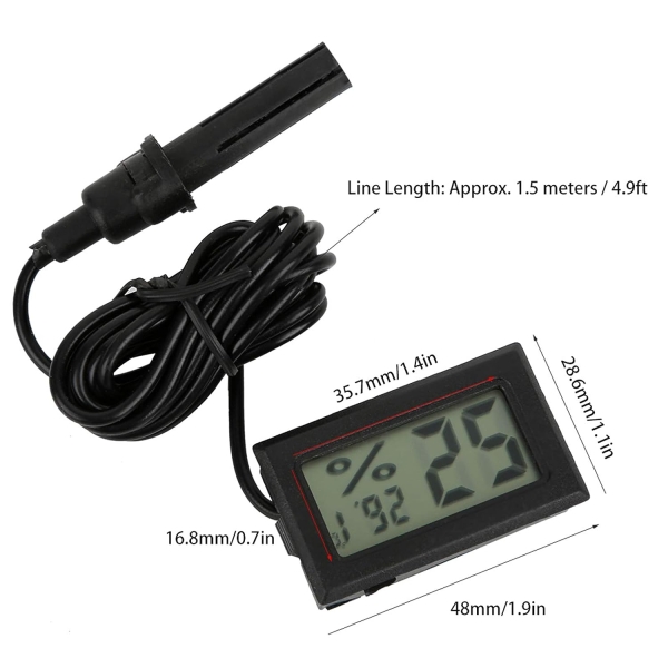 Mini-Digital-Thermometer-Hygrometer Mit Externer Sonde, Lcd-