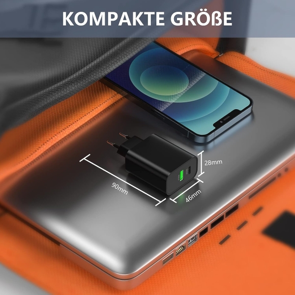 Usb-C-Ladegerät 30W 2 Port Schnelles Typ-C-Wandladegerät Net