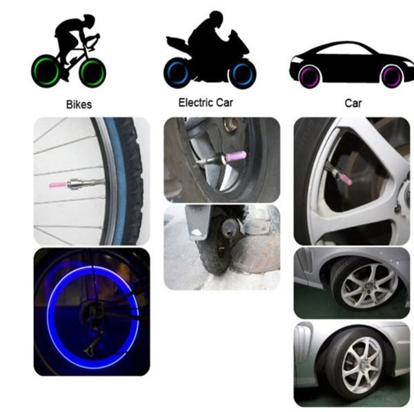 2X Led Ventildeckel Fahrrad Rad Autofahrrad Rad Auto Ventilk