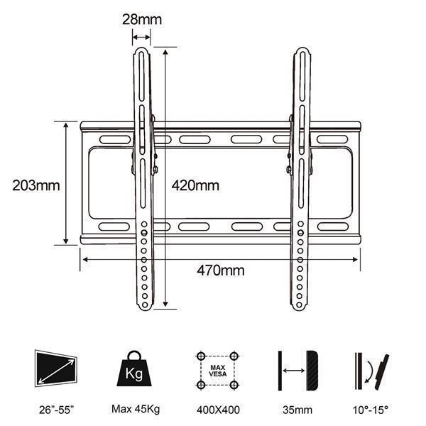 Tv Wandhalterung Led Halterung 26 - 55"Neigbar Universal Pl