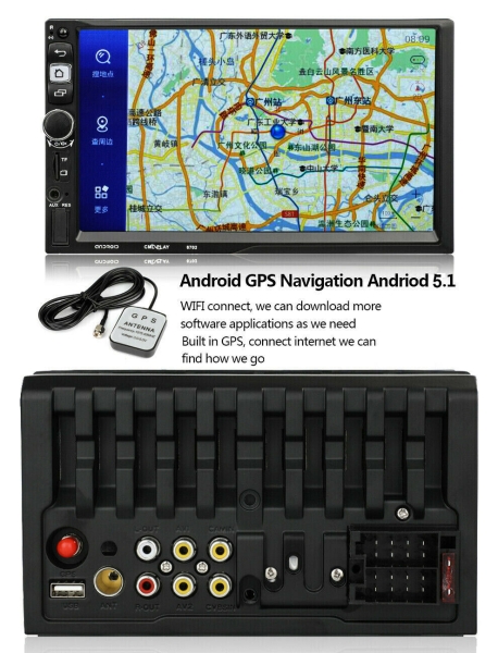 7 "2 Din Auto Bildschirm G P S Android + Kamera Bt Mp5