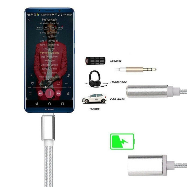 Usb-C Type C Auf 3.5Mm Aux Audio Cable Charging Kabel Adapte