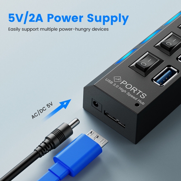 Usb 7-Port Hub 3.0 Mit Hub-Schaltern Und Usb 7-Port Hub 3.0