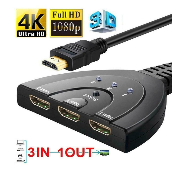 4K 3D Switch Verteiler Hdmi Umschalter 3 Port Splitter Adapt